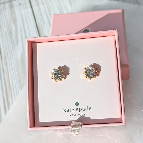 Kate Spade Flying Colors Bezel Stud Earring Set in Clear and Gold NWT - Picture 1 of 4